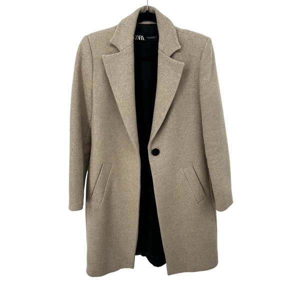 Zara Jackets & Blazers - ZARA  Premium Wool Blend Tan Beige Knee Length Winter Coat Trench Cream Neutral